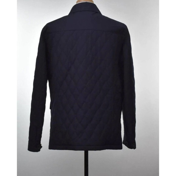 NWT CORNELIANI Men's Diamond Quilted Jacket Color Navy Blue Coat Size 52 6R - Picture 2 of 5